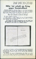 UdSSR /  DEUTSCHES REICH 1941 Sowjet. Deutsch-sprachiges Propaganda-Flugblatt (Nr.709): Hitler Hat Schuld Am Krieg Gegen - Guerre Mondiale (Seconde)