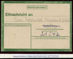 Bremen 1944 (7.10.) Grüne Eil-Nachrichten-Kt.  O H N E  Druck-Vermerk Und  O H N E  Grünen Rand Rs. = Fehldruck (ME.Nr,F - Guerre Mondiale (Seconde)