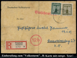 FREISTADT/ (OBERDONAU) 1944 (21.11.) 2K-Steg (teils Undeutl.) Auf Parteidienst 6 Pf. U. 30 Pf. + RZ: Freistadt/ (Oberdon - WW2 (II Guerra Mundial)