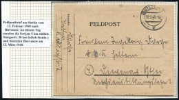 (4) STETTIN 1/ Z 1945 (12.2.) 2K-Steg Mit Postleitgebietszahl Auf Spätem Feldpost-Falt-Bf. Mit Inhalt , Innen Angabe Der - Guerre Mondiale (Seconde)