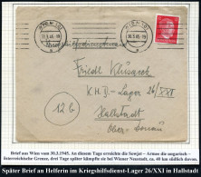 WIEN 101/ A 1945 (30.3.) Band-Ma.Strich-Stpl. (6 Striche) Auf EF 12 Pf. Hitler, Später Fern-Bf. An Eine Frau Im Kriegs-H - Guerre Mondiale (Seconde)