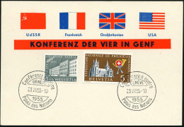 SCHWEIZ 1955 (23.7.) SSt: GENEVE/Conférence à Quatre/ Palais Des Nations = Viermächte-Deutschland-Konferenz Der Ehem. Al - Guerre Mondiale (Seconde)