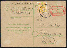 AURICH/ F 1946 (15.4.) 2K-Steg Auf Provis. P. 6 RPf. Bezahlt + Amtl., Roter PFS-Rahmen "Achteck" 6 (Pf.) = OPD Bremen +  - Autres & Non Classés