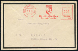 BISINGEN (HOHENZ)/ Wilh.Keller/ Schuhfabrik 1946 (24.10.) Aptierter AFS Francotyü "Reichsadler" = Entfernt + "Reichs" =  - Autres & Non Classés