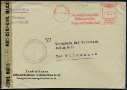 FRANKFURT (MAIN) 1/ Zentralkasse Südwestdeutscher/ Volksbanken A.-G.. 1945 (15.10.) AFS Francotyp "Reichsadler" 024 Pf.  - Other & Unclassified