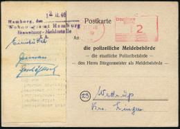 (24) HAMBURG 1/ Bb/ Deutsches/ Reich 1946 (19.11.) Aptierter PFS "Adlerkopf/Hakenkreuz" = Entfernt (nur Flügel) 12 Pf. + - Autres & Non Classés