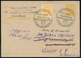 (20) HANNOVER/ Ausstellung/ Niedersachsenschau/ Planen U.Schaffen 1946 (17.8.) Seltener SSt Auf Inl.-P 6 Pf. AM-Post + 6 - Autres & Non Classés