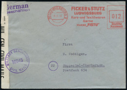 (14) LUDWIGSBURG 1/ FICKER & STUTZ/ ..Kurz-u.Metallwaren/ Garne/ Marke "FISTU" 1945 (9.11.) Aptierter AFS Francotyp "Rei - Sonstige & Ohne Zuordnung