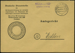 (1) BERLIN-WITTENAU/ H 1954 (28.10.) 2K-Steg + 2L: Kriegsgefangenenpost/gebührenfrei , Portofreier Dienst-Bf.: Deutsche  - Sonstige & Ohne Zuordnung