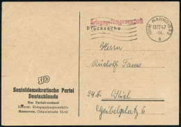 (20a) HANNOVER 2/ G 1947 (13.12.) MaWellenSt + Roter 1L: Kriegsgefangenenpost Auf Vordruck-Kt.: SPD.. Der Partei-vorstan - Other & Unclassified