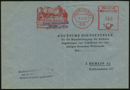 69 HEIDELBERG 1/ Ferienziel U.Forschungsstätte V.Weltruf/ STADTVERWALTUNG 1973 (6.4.) AFS Postalia 50 Pf.,  I R R T ü M  - Sonstige & Ohne Zuordnung