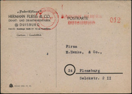 DUISBURG/ 1/ FABRIK FLIESS 1947 (28.1.) Total Aptierter AFS Francotyp = Wertrahmen Kompl. Entfernt + Rs. Alliierter Perm - Sonstige & Ohne Zuordnung