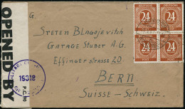 HANNOVER-/ B/ RICKLINGEN 1947 (29.9.) 1K-Brücke Auf 24 Pf. Ziffer: 4er-Block + Brit. Zensurstreifen: OPENED BY/ EXAMINER - Other & Unclassified