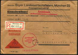 MÜNCHEN/ 22/ P 1948 (30.9.) Aptierter RollWellenSt = HAUPTSTADT DER BEWEGUNG Entfert + Roter HdN: BAYERISCHES/ LANDES-/W - Other & Unclassified