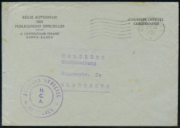 BADEN-BADEN 1/ R 1950 (2.12.) MaWellenSt Auf Dienst-Bf.: COURRIER OFFICIEL/ GEBÜHRENFREI, REGIE AUTONOMIE DES PUBLICATIO - Other & Unclassified