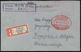 (17b) FREIBURG (BREISGAU)/ Badische Zeitung/ Badischeeutsche Jllustrierte 1947 (16.4.) AFS Francotyp "Hochrechteck" (etw - Andere & Zonder Classificatie