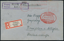 (17b) FREIBURG (BREISGAU)/ Badische Zeitung/ Badischeeutsche Jllustrierte 1947 (16.4.) AFS Francotyp "Hochrechteck" (etw - Autres & Non Classés