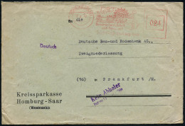 HOMBURG (SAAR)/ Vorwärts Durch Arbeit/ U.Sparen/ Sparkasse Homburg Saar 1947 (2.8.) Seltener, Seltener, Aptierter AFS Fr - Sonstige & Ohne Zuordnung