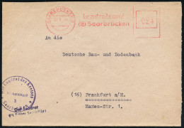 SAARBRÜCKEN 2/ Landratsamt/ (18) Saarbrücken 1947 (27.9.) Aptierter AFS Francotyp "Reichsadler" = Entfernt + Inschrift:  - Autres & Non Classés
