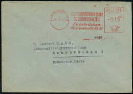 SAARBRÜCKEN 2/ SAARLÄNDISCHE/ KREDITBANK.. 1957 (8.10.) Seltener AFS-Typ "DEUTSCHE BUNDESPOST SAAR" + Raute (D-Maschine) - Autres & Non Classés