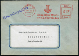 SAARBRÜCKEN 2/ GWS/ Graphische Werke/ GmbH.. 1956 (4.6.) AFS Francotyp "POST SAAR" 012 F. (Monogr.-Logo Als Drucktampon) - Autres & Non Classés