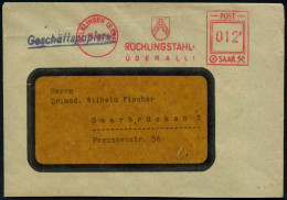 VÖLKLINGEN (SAAR)/ RÖCHLINGSTAHL/ ÜBERALL 1949 (18.8.) AFS Francotyp "POST SAAR" (Firmen-Wappen) Rs. Abs.-Vordruck: Röch - Andere & Zonder Classificatie