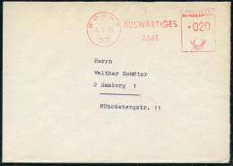 53 BONN 1/ AUSWÄRTIGES/ AMT 1963 (13.2.) AFS Francotyp Sondertyp Mit Kleinem 1K-Stpl. U. Kleiner PLZ , Rs.Abs.-2L: AUSWÄ - Otros & Sin Clasificación