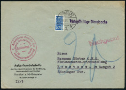 KONSTANZ/ 1/ W 1951 (23.6.) 1K-Brücke Auf 2 Pf. NoB (Kat.Nr.6 Z) + 1L: Portopflichtige Dienstsache + Viol. 1L: Nachgebüh - Autres & Non Classés