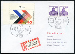 6610 LEBACH 1/ Deutschland-Frankreich/ BIJUBRIA 1983 (4.12.) SSt (2 Hände, 2 Landkarten) 2x Auf 40 Pf. "Deutsch-Französ. - Autres & Non Classés