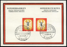 (1) BERLIN-CHARLOTTENBG.2/ D/ BUNDESTAGSSITZUNG.. 1956 (9.10.) SSt 2x Auf Kompl. Satz "Bundestagssitzung Berlin" (Mi.129 - Autres & Non Classés