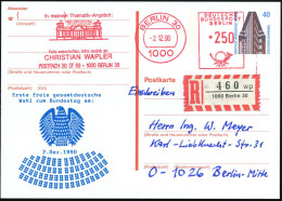 1000 BERLIN 30/ ..DER REICHSTAG.. 1990 (2.12.) AFS 250 Pf. = Reichstag Als VE Auf Amtl. P 40 Pf. Chilehaus + Zudruck: Er - Andere & Zonder Classificatie