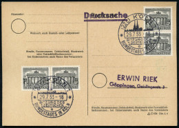 (22c) KÖLN 1/ SITZUNG DES/ 1.DEUTSCHEN/ A/ BUNDESTAGES IN KÖLN 1953 (29.7.) SSt (Silhouette M.Dom) A. 4x 1 Pf. Brandenbg - Sonstige & Ohne Zuordnung