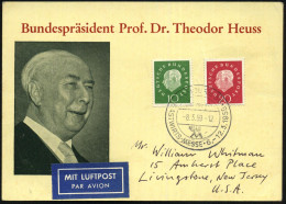 B.R.D. 1959 (8.3.) 10 Pf. U. 20 Pf. Heuss III , Sonderkarte: Bundespräs. Prof. Dt. Th. Heuss (Mi.303/04) + SSt.: HAMBURG - Autres & Non Classés