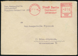 BERLIN-ZEHLENDORF 1/ Stadt/ Berlin/ Bezirksamt/ Zehlendorf 1946 (17.7.) AFS Francotyp "Hochrechteck" Auf Orts-Bf. N. Ost - Other & Unclassified