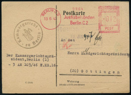 BERLIN C 2/ Justizbehörden.. 1947 (13.6.) AFS Francotyp "Hochrechteck" + Viol. 1K-HdN: Kammergericht Zu Berlin (Justitia - Sonstige & Ohne Zuordnung