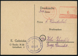 BERLIN N4/ At 1947 (1.12.) Aptierter PFS "Adlerkopf/Hakenkreuz" = Entfernt, Nur Adlerflügel 6 Pf. = Notmaßnahme = Ost-Be - Other & Unclassified