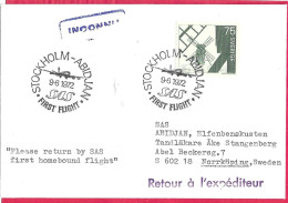 SVERIGE - FIRST FLIGHT SAS FROM STOCKHOLM TO ABIDJAN *9.6.1972* ON OFFICIAL COVER - Storia Postale