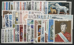 MONACO ANNEE COMPLETE 1977 N° 1079 à 1124 Cote 102  Neufs ** MNH  46 Valeurs Vendues à 15 % De La Cote - Full Years