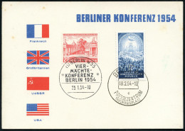 (1) BERLIN W35/ VIER-/ MÄCHTE-/ KONFERENZ 1954 (25.1.) SSt Auf MiF 20 Pf. 4-Mächte-Konferenz (Mi.116) + DDR 12 Pf. 4-Mäc - Other & Unclassified