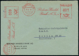 (1) BERLIN W 15/ Berliner Handels-/ Bank A.G. 1954 (21.9.) AFS Francotyp 001 Pf. + 009 Pf., Zusammegsetztes Orts-Porto F - Other & Unclassified