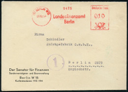 (1) BERLIN W15/ Landesfinanzamt 1954 (Okt.) AFS Francotyp Auf Dienst-Bf.: Der Senator Für Finanzen, Sondervermögens- U.  - Autres & Non Classés