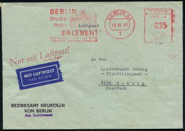 1 BERLIN 44/ BERLIN/ Muss/ Man/ ERLEBEN!/ Bezirksamt Neukölln.. 1967 (19.10.) AFS Francotyp = Brandenbg. Tor 035 Pf. + R - Andere & Zonder Classificatie