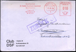 1 BERLIN 31/ Gesellschaft/ Für Deutsch-Sowjetische Freunschaft/ Westberlin.. 1970 (21.8.) Seltener AFS Postalia Aus West - Sonstige & Ohne Zuordnung