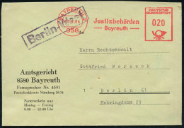 858 BAYREUTH 2/ Justizbehörden.. 1964 (1.9.) AFS + Viol. Ra.: Berlin-West , Dienst-Bf.: Amtsgericht.. (kl. Eckkerbe) N.  - Sonstige & Ohne Zuordnung