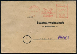 MÜNCHEN/ 1/ Polizei-/ Präsidium/ München 1948 (2.9.) AFS Francotyp , Rs. Abs.-Vordruck, Dienst-Bf. An Die Staatsanwaltsc - Other & Unclassified