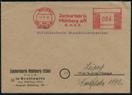 BROTTEWITZ/ über/ MÜHLBERG (ELBE)/ Zuckerfabrik.. 1946 (4.5.) Seltener, Aptierter AFS Francotyp "Mäander-rechteck" = Ins - Autres & Non Classés