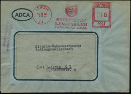 LEIPZIG C1/ SÄCHSISCHE/ LANDESBANK.. 1946 (28.8.) Seltener AFS Francotyp "Hochrechteck" (Landeswappen) Alter ADCA-Firmen - Sonstige & Ohne Zuordnung