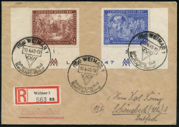 (15a) WEIMAR 1/ VVN/ Befreiungstag.. 1948 (10.4.) SSt (VVN-Logo) 3x Klar Auf Leipz. Messe-Satz (Mi.941/42) + RZ: Weimar  - Autres & Non Classés