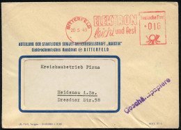 BITTERFELD/ ELEKTRON/ Leicht U.fest 1949 (20.5.) AFS Francotyp Auf Firmen-Bf.: ABTEILUNG DER STAATL. SOWJET-A.G. "KAUSTI - Autres & Non Classés