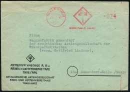 THALE (HARZ) 1/ WERK THALE (HARZ) 1947 (29.7.) Total Aptierter AFS Francotyp = Wertrahmen Kompl. Entfernt (altes Firmen- - Autres & Non Classés